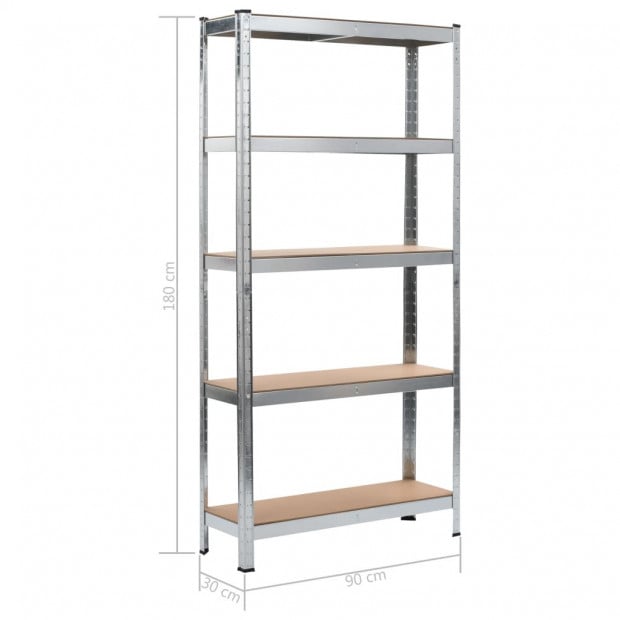 Storage Shelves 2 Pcs Silver 90x30x180 Cm Steel And Mdf Image 10