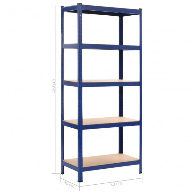 Storage Shelf Blue 80x40x180 Cm Steel And Mdf Image 9