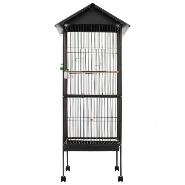 Bird Cage With Roof Grey 66x66x155 Cm Steel Image 2