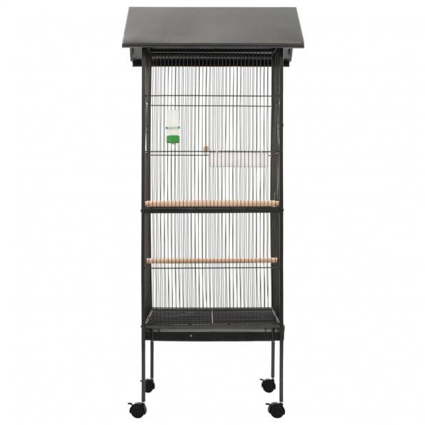 Bird Cage With Roof Grey 66x66x155 Cm Steel Image 3