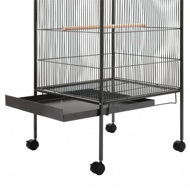 Bird Cage With Roof Grey 66x66x155 Cm Steel Image 4
