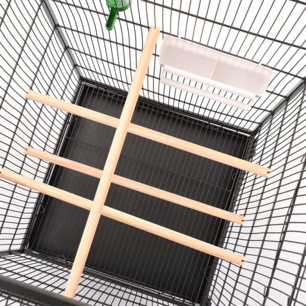 Bird Cage With Roof Grey 66x66x155 Cm Steel Image 7
