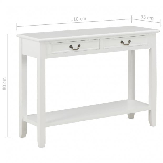 Console Table White 110x35x80 Cm Wood Image 8