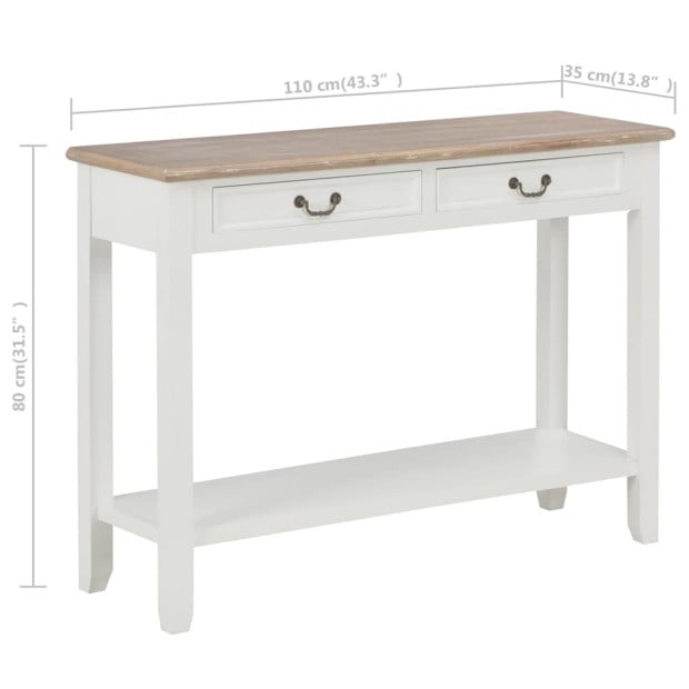 Table White 110x35x80 Cm Wood Image 8