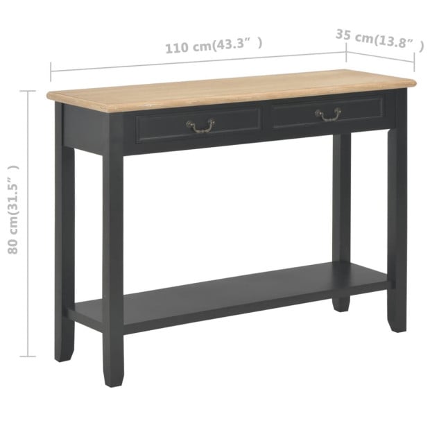 Console Table Black 110x35x80 Cm Wood Image 8