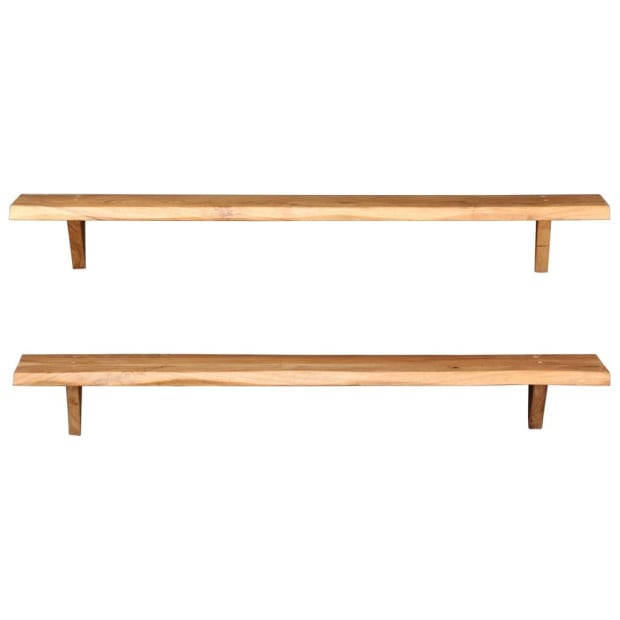 Wall Shelves 2 Pcs 120x20x16 Cm Solid Acacia Wood Image 2