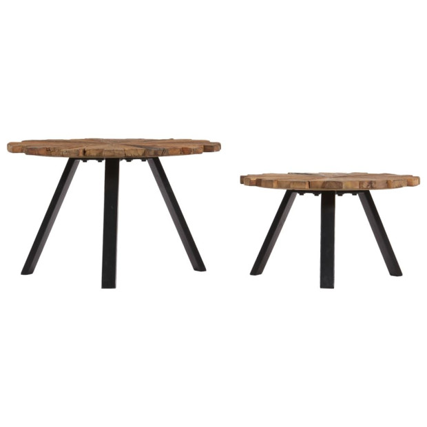 Coffee Tables 2 Pcs Solid Reclaimed Wood Image 2