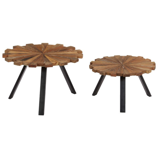 Coffee Tables 2 Pcs Solid Reclaimed Wood Image 8