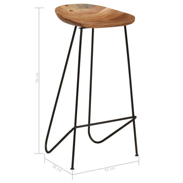 Bar Stools 2 Pcs Solid Acacia Wood Image 9
