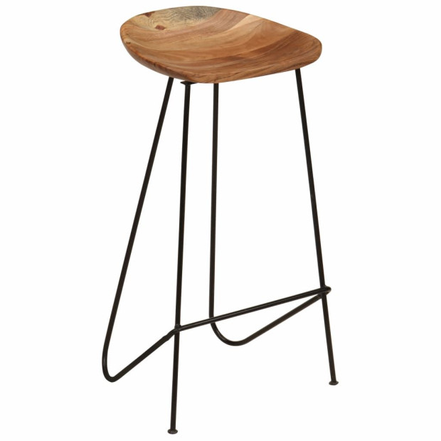 Bar Stools 2 Pcs Solid Acacia Wood Image 10