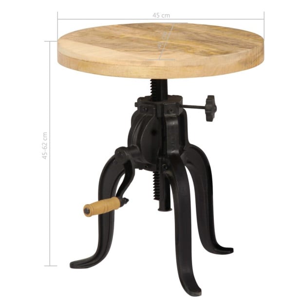 Side Table 45x(45-62) Cm Solid Mango Wood And Cast Iron Image 6