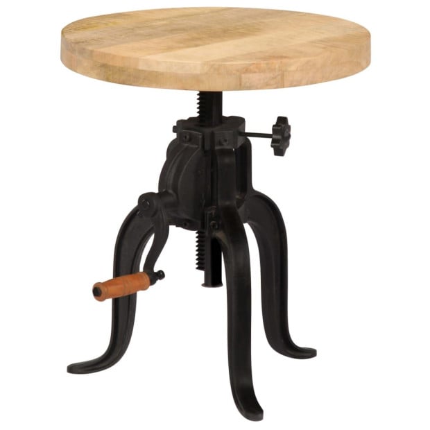 Side Table 45x(45-62) Cm Solid Mango Wood And Cast Iron Image 9