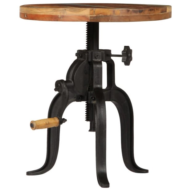 Side Table 45x(45-62) Cm Solid Reclaimed Wood And Cast Iron Image 2
