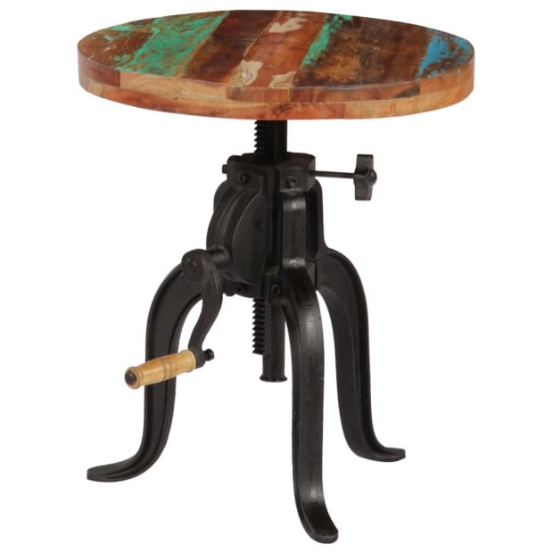 Side Table 45x(45-62) Cm Solid Reclaimed Wood And Cast Iron Image 11