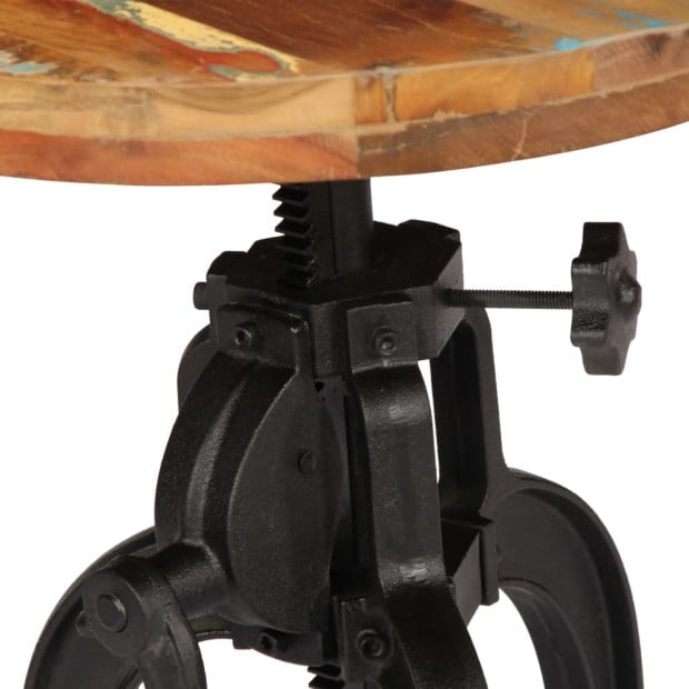 Side Table 45x(45-62) Cm Solid Reclaimed Wood And Cast Iron Image 4