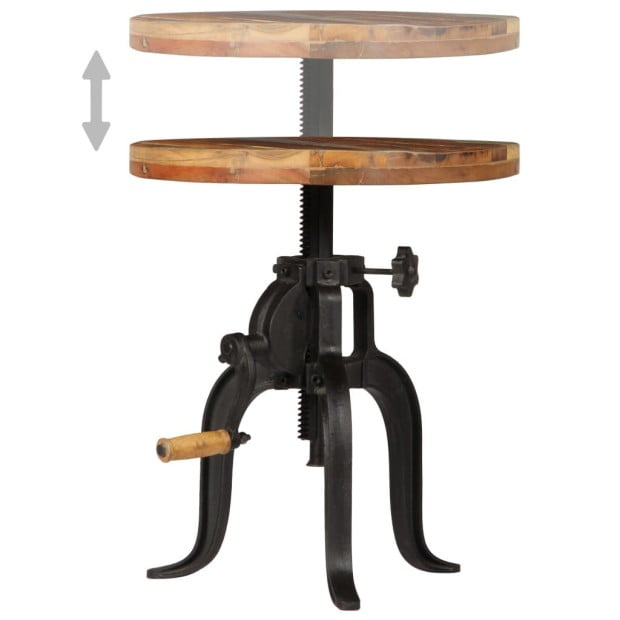 Side Table 45x(45-62) Cm Solid Reclaimed Wood And Cast Iron Image 6