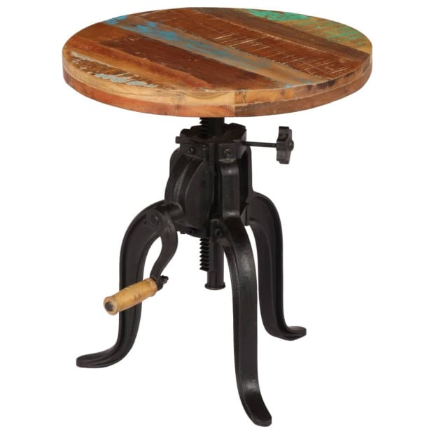 Side Table 45x(45-62) Cm Solid Reclaimed Wood And Cast Iron Image 8