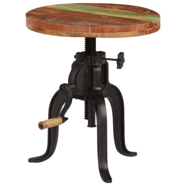Side Table 45x(45-62) Cm Solid Reclaimed Wood And Cast Iron Image 9