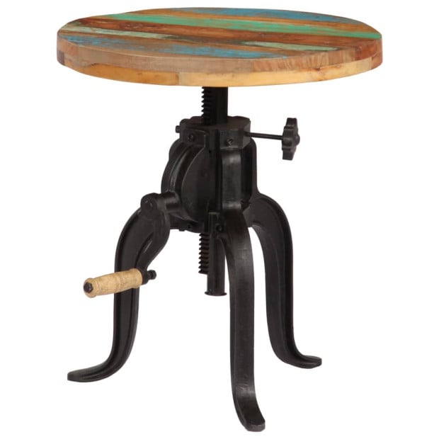 Side Table 45x(45-62) Cm Solid Reclaimed Wood And Cast Iron Image 10