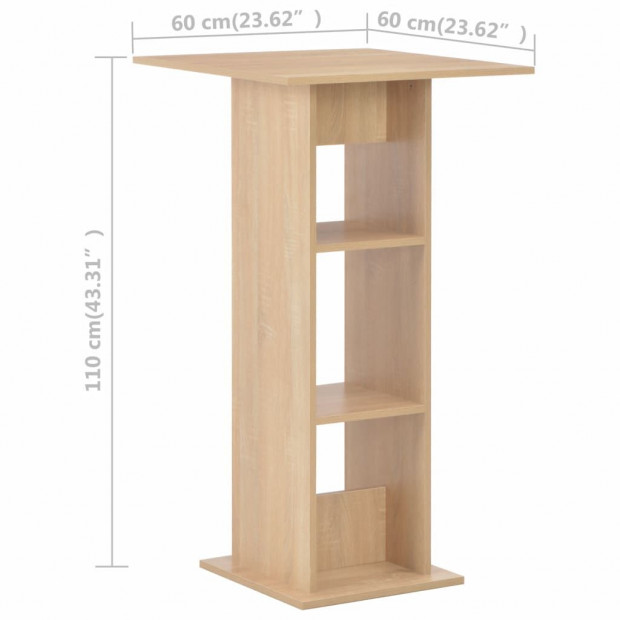 Bar Table Oak 60x60x110 Cm Image 6