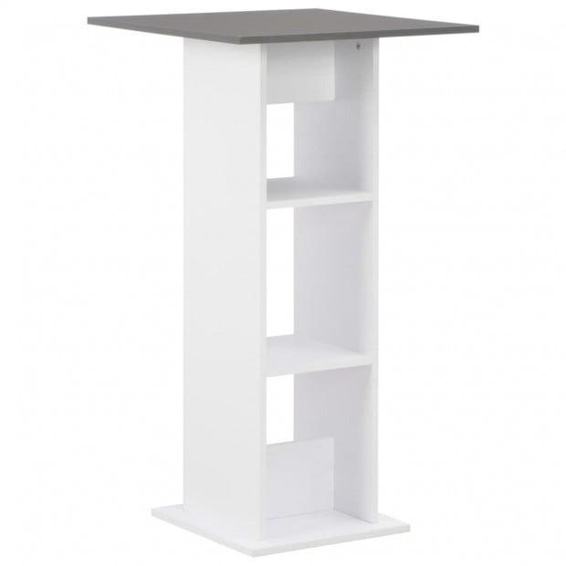 Bar Table White with Grey Table Top 60x60x110 Cm
