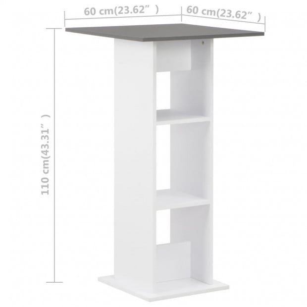 Bar Table White with Grey Table Top 60x60x110 Cm Image 6