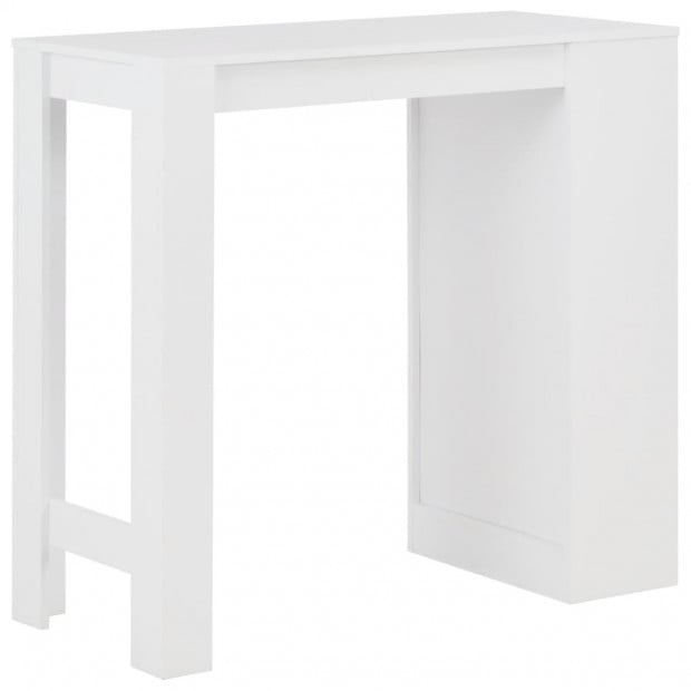 Bar Table With Shelf White 110x50x10cm Image 3