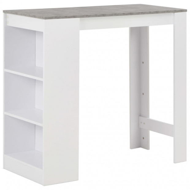 Bar Table With Shelf White with Concrete Colour Table Top 110x50x103 Cm
