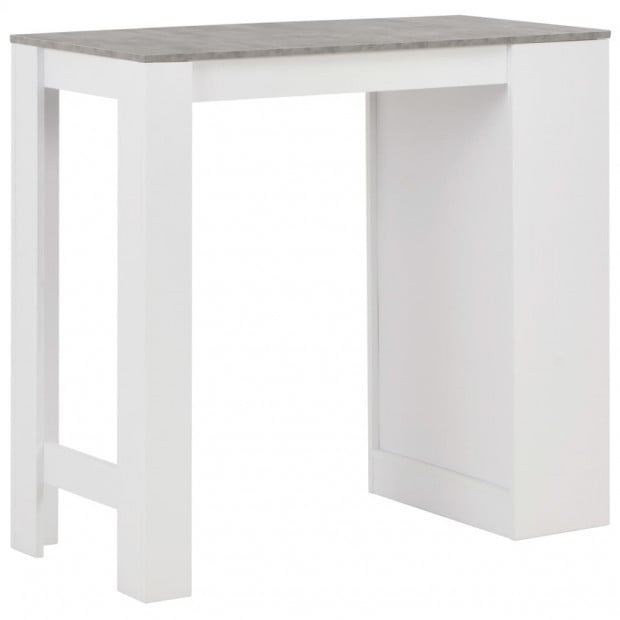 Bar Table With Shelf White with Concrete Colour Table Top 110x50x103 Cm Image 3