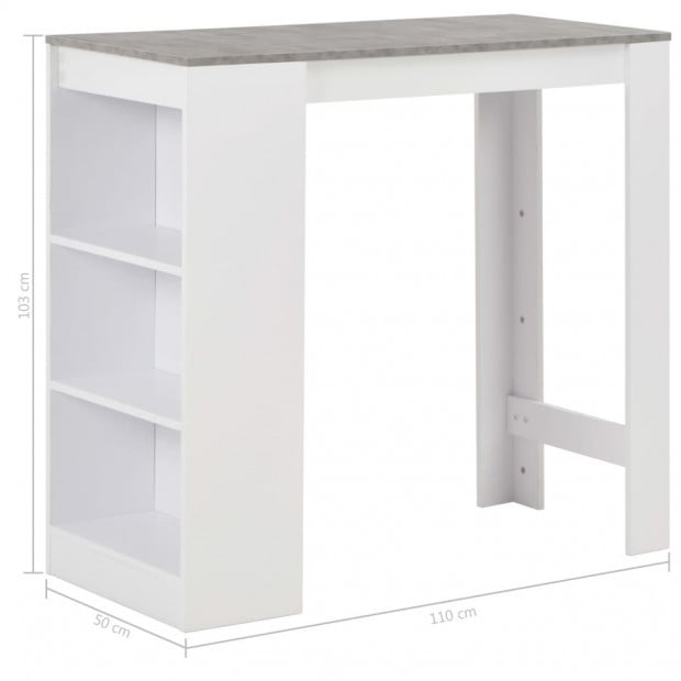 Bar Table With Shelf White with Concrete Colour Table Top 110x50x103 Cm Image 6