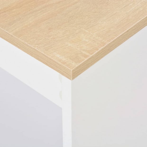 Bar Table With Shelf White with Natural Table Top 110x50x103 Cm Image 2
