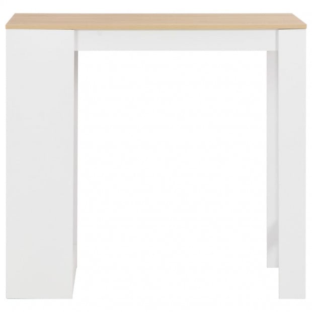 Bar Table With Shelf White with Natural Table Top 110x50x103 Cm Image 3