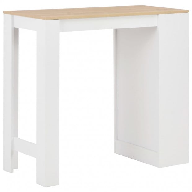 Bar Table With Shelf White with Natural Table Top 110x50x103 Cm Image 4