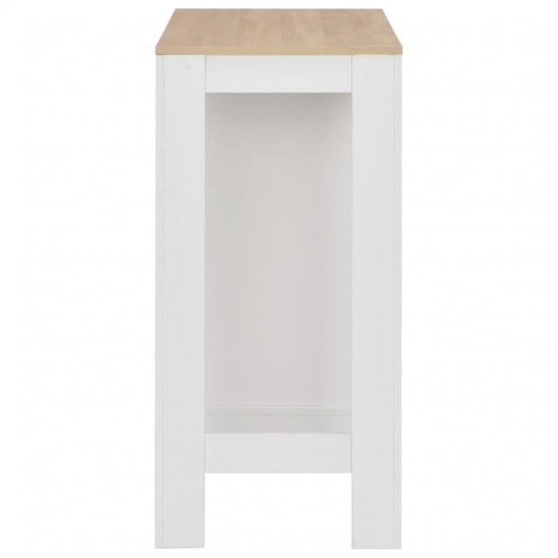 Bar Table With Shelf White with Natural Table Top 110x50x103 Cm Image 5