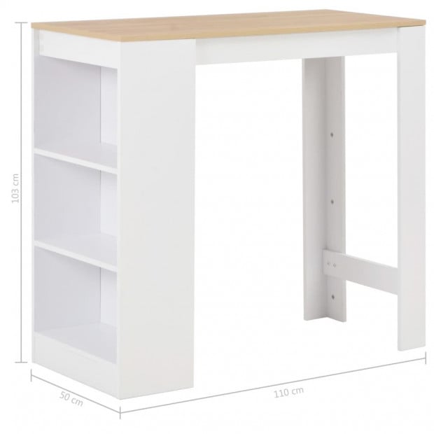 Bar Table With Shelf White with Natural Table Top 110x50x103 Cm Image 6