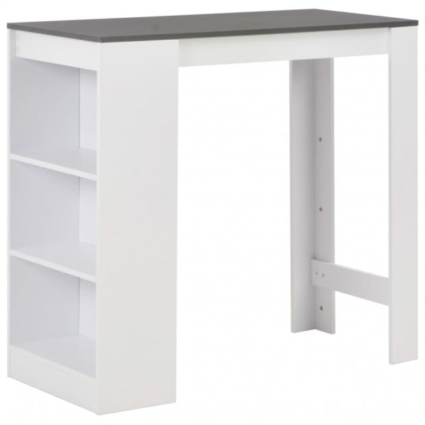 Bar Table With Shelf White with Grey Table Top 110x50x103 Cm