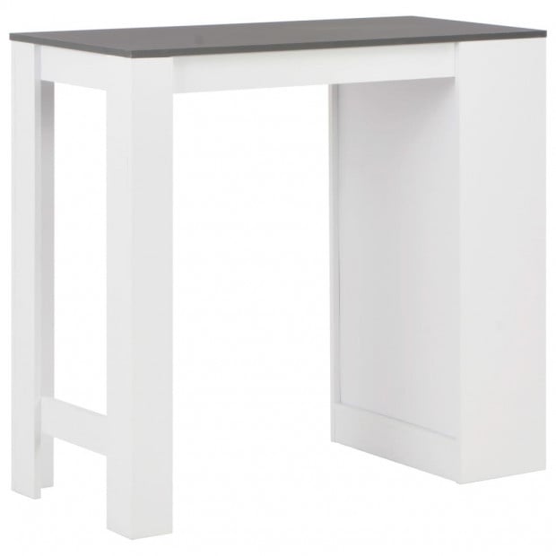 Bar Table With Shelf White with Grey Table Top 110x50x103 Cm Image 4