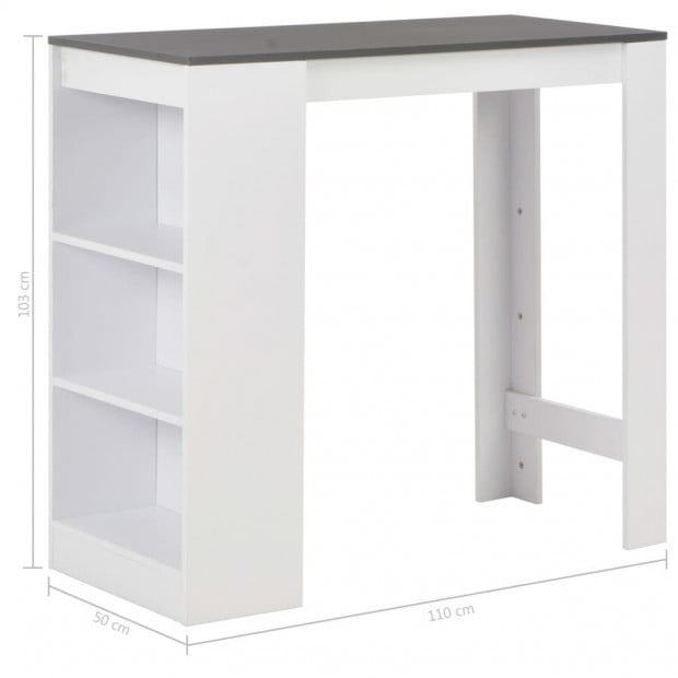 Bar Table With Shelf White with Grey Table Top 110x50x103 Cm Image 6