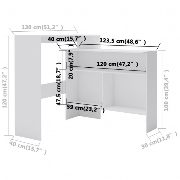 Bar Table With 2 Table Tops White 130x40x120cm Image 11
