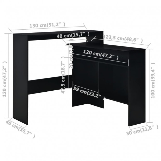 Bar Table With 2 Table Tops Black 130x40x120 Cm Image 11