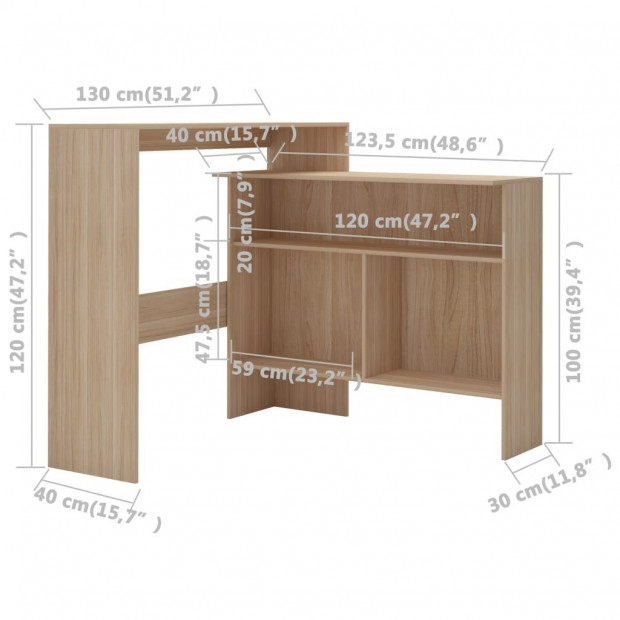 Bar Table With 2 Table Tops Oak 130x40x120 Cm Image 11