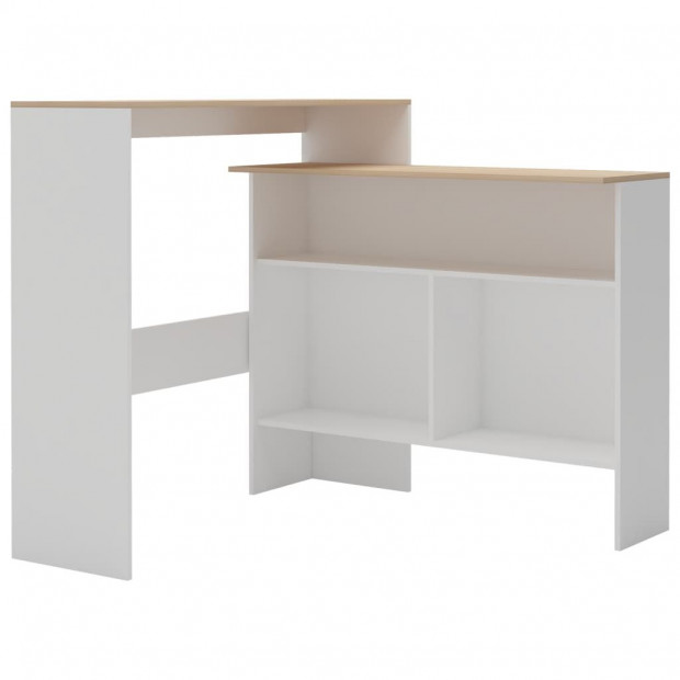 Bar Table With 2 Table Tops White And Oak 130x40x120 Cm Image 2