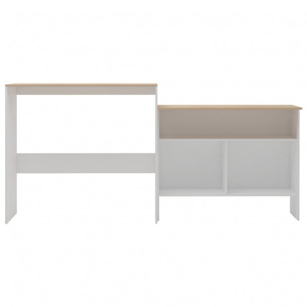 Bar Table With 2 Table Tops White And Oak 130x40x120 Cm Image 3