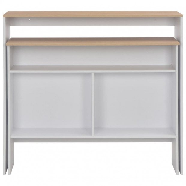 Bar Table With 2 Table Tops White And Oak 130x40x120 Cm Image 4