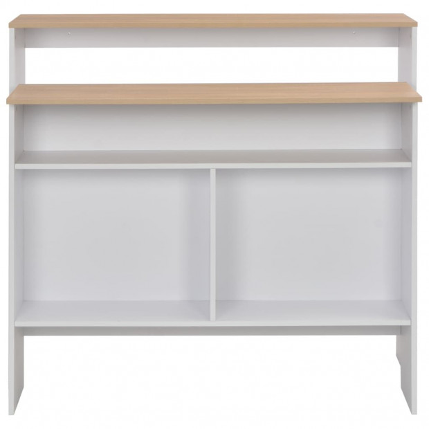 Bar Table With 2 Table Tops White And Oak 130x40x120 Cm Image 5