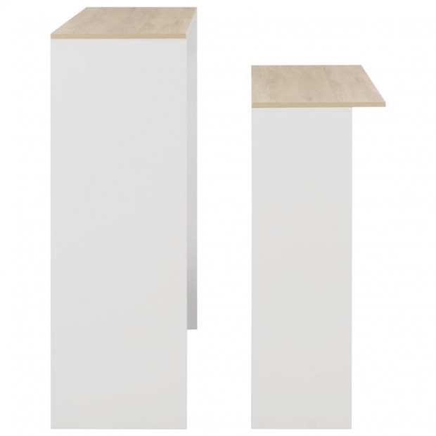 Bar Table With 2 Table Tops White And Oak 130x40x120 Cm Image 6