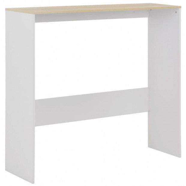 Bar Table With 2 Table Tops White And Oak 130x40x120 Cm Image 7