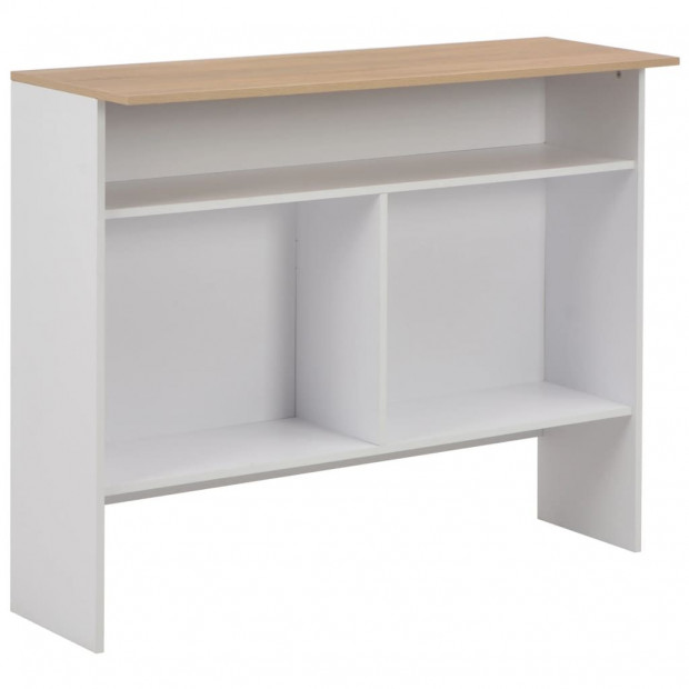 Bar Table With 2 Table Tops White And Oak 130x40x120 Cm Image 8