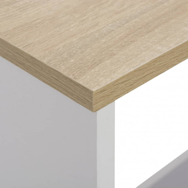 Bar Table With 2 Table Tops White And Oak 130x40x120 Cm Image 9