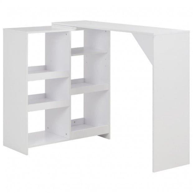 Bar Table With Moveable Shelf White 138x40x120 Cm